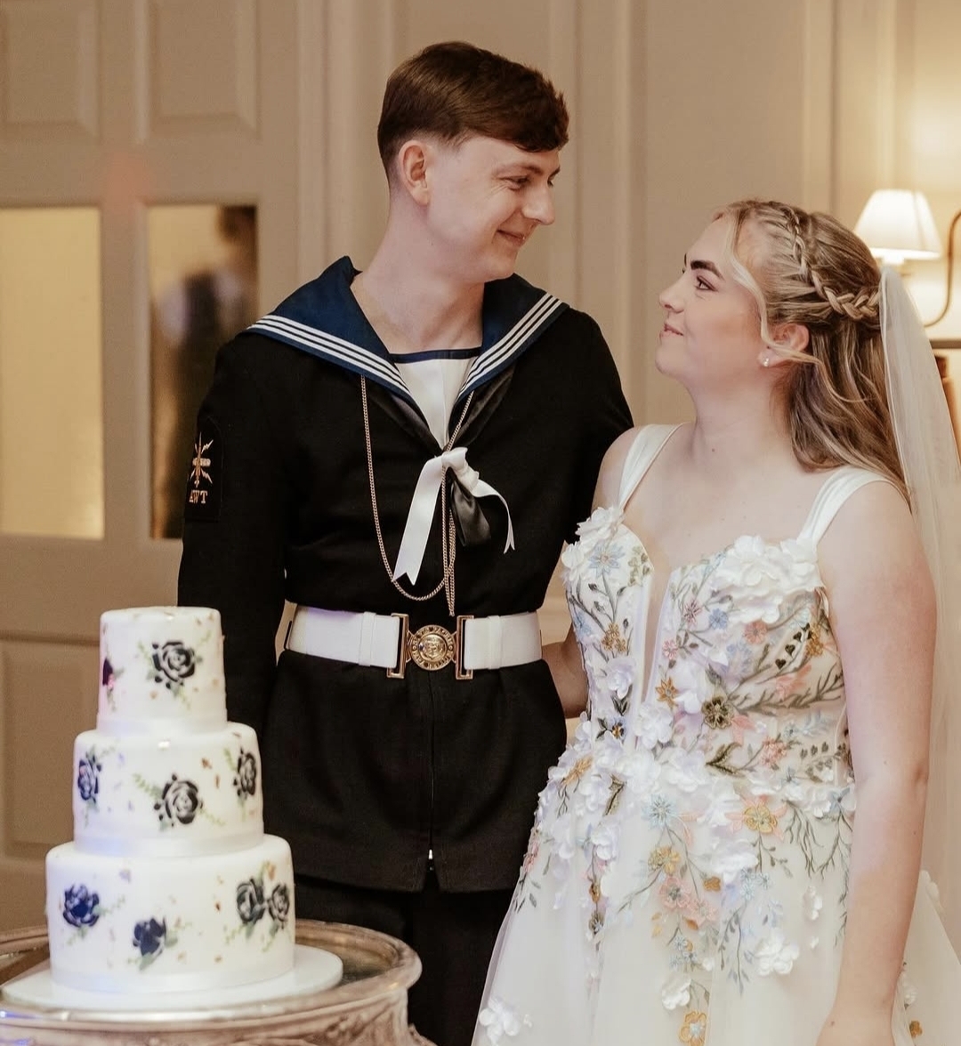 Catherine and partner on their wedding day