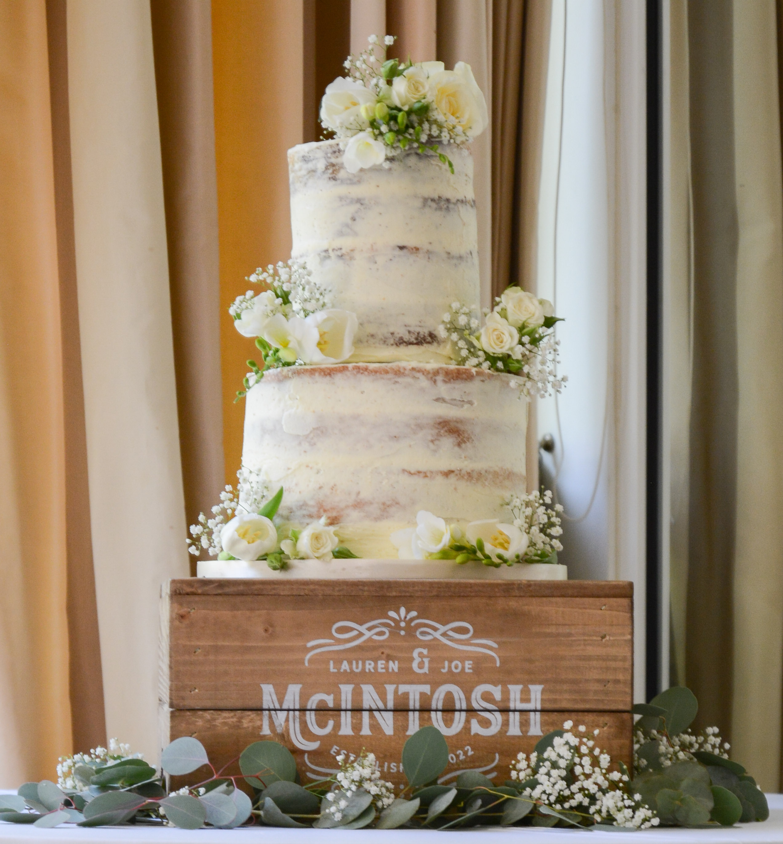 Semi-naked tiered cake